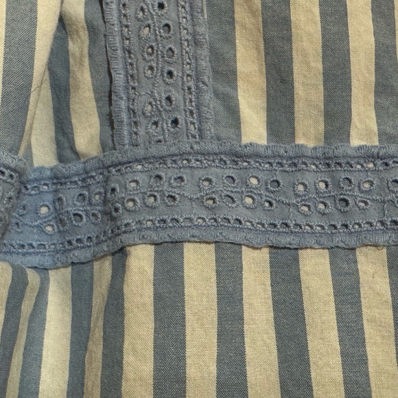 Lands End - Cotton Poplin Split-Neck Dress Sz LP - Chicory Blue Stripe - Picture 11 of 15